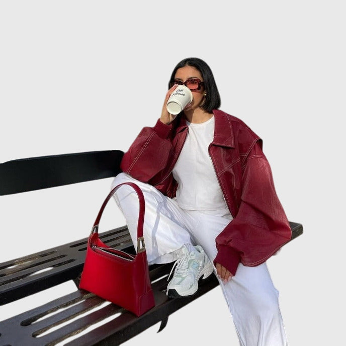 Elena | Elegantna oversized usnjena jakna