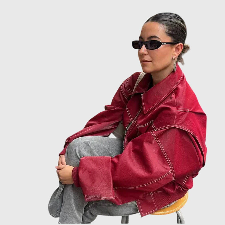 Elena | Elegantna oversized usnjena jakna